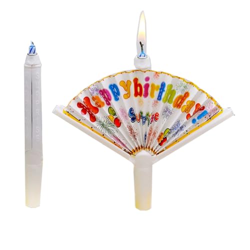 Factorys Wiederverwendbare Neuheit Fan Geburtstag Kerze Lustige Kinder Kuchen Dekoration Geburtstag Kerze Kuchen Wunsch Kerze (White, 14.7x1.7cm)