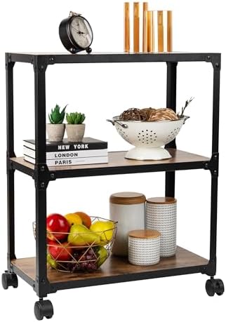 Mind Reader 3 Tier Multipurpose Rolling Cart, Home Storage, Bar C...