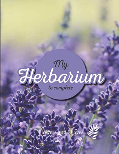 My Herbarium to complete: v1-4 Flowers Leaves Plants pressed and dried | 50 sheets to be completed 105 pages | Collection Book Large format 8,5″x11″ | lavender