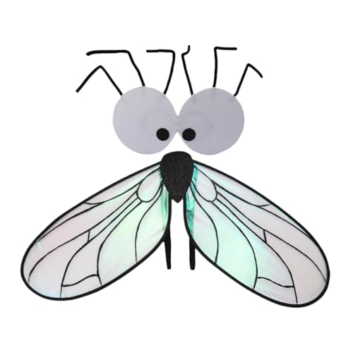 Yunmeryker Costume Halloween Fly Ensemble Unique avec Masque Mouche Aile Déguisement Serre-tête Lunettes Accessoires Créatifs En Polyester pour Jeux, Noir