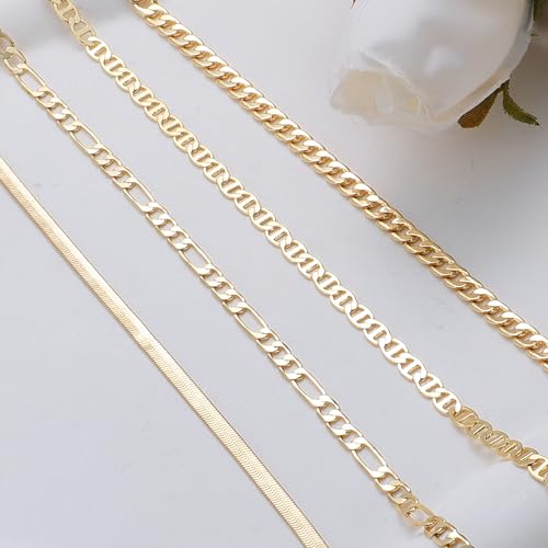 Image of Rotnso Anklets for Women 14K Gold Silver Plated Ankle Bracelets Trendy Waterproof Boho Anklets Set Adjustable Dainty Cute Diamond Beaded Heart Non Tarnish Summer Beach Jewelry Gift