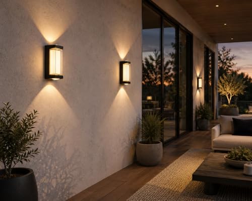 Image of FERA Waterproof Up Down Led Wall Lamp, Aluminium IP65 Body 3 Way, Warm White, Indoor /Outdoor Decorative Wall Sconce Light (3 Way Warm)