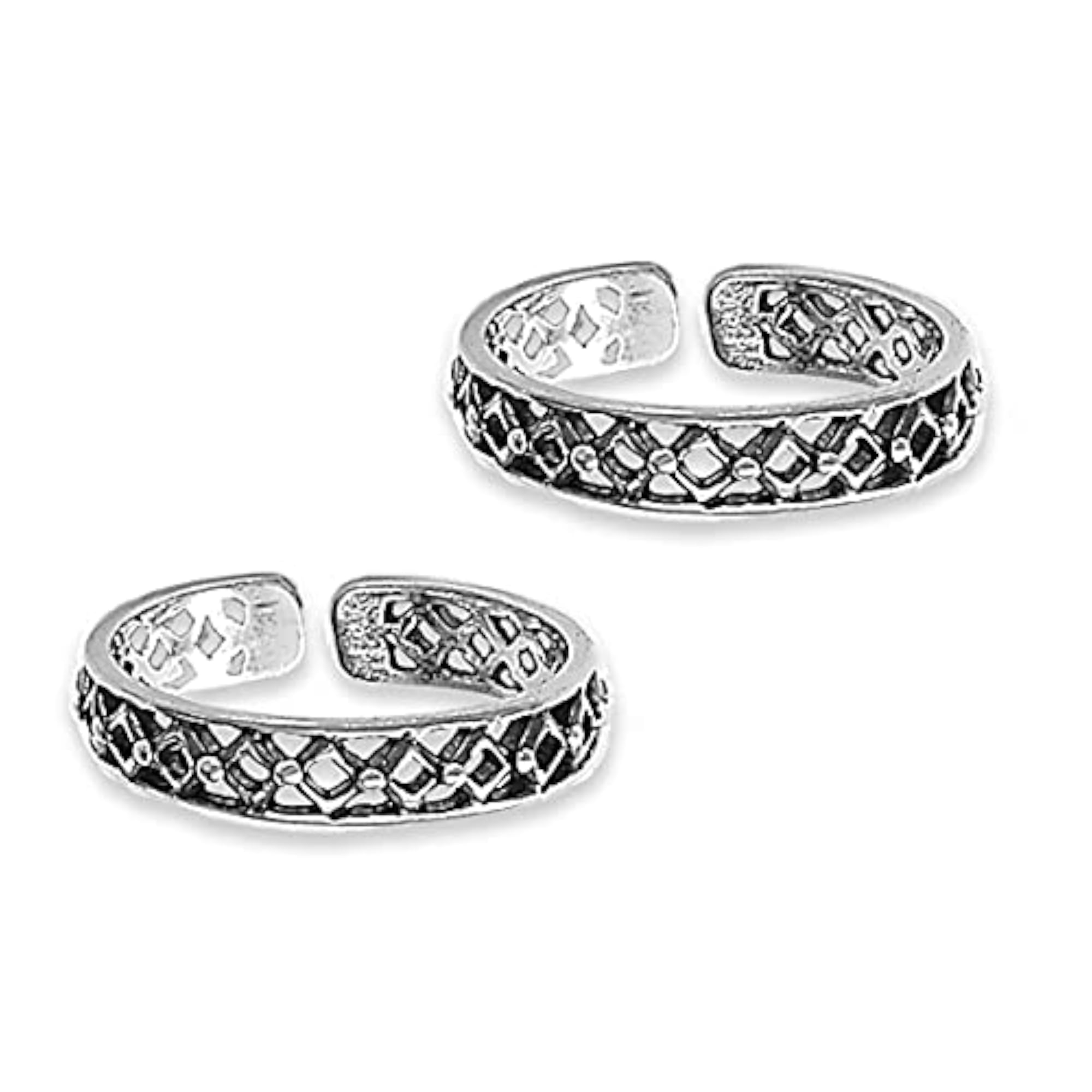 Women's Antique Cutwork 925 Sterling Silver Toe Rings