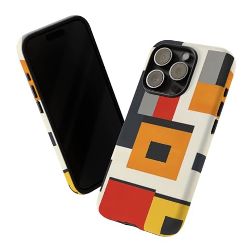 Coque rigide mate iPhone 15 Pro design blocs de couleurs géométriques - 2