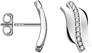 SOFIA MILANI - Women's Earrings 925 Silver - with Zirconia Stones - Wave Spiral Stud Earrings - 20492