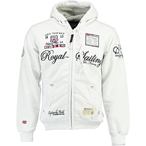 GEOGRAPHICAL NORWAY Herren Designer Hoodie Jacke, Weiß, Gr. 3XL