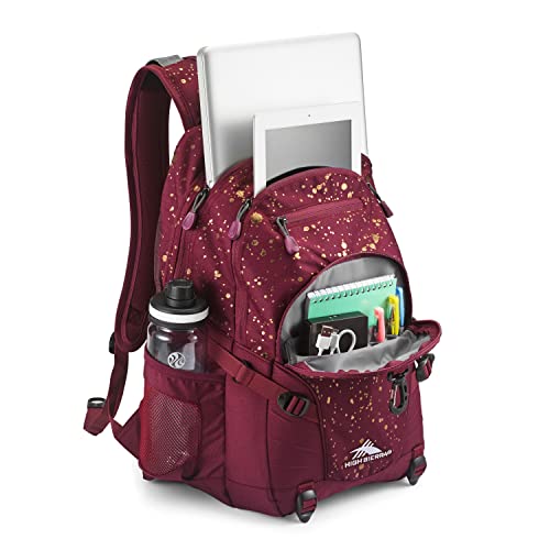 Image of High Sierra Loop Backpack, Travel, or Work Bookbag with tablet sleeve, One Size, Copper Splatter /Maroon