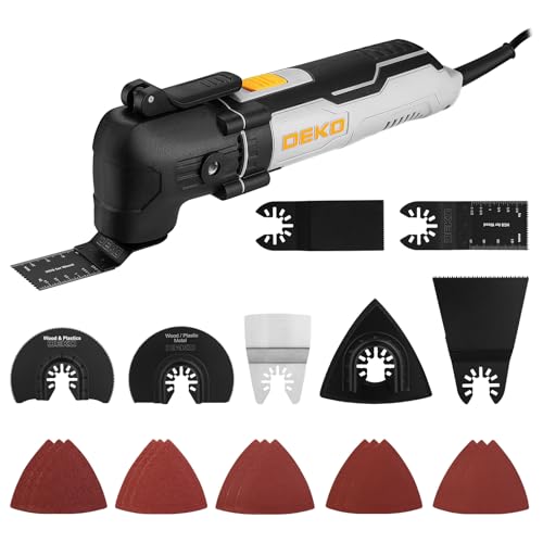 Oscillating Tool 2.5 Amp, 22000RPM, 3° Oscillating Multitool Kit with 22-Piece Accessories, 6-Speed Control, Quick-Lock Blade Change, ideal for Cutting,Sanding,Scraping&Grinding by DEKOPRO - Used condition - US$46.07