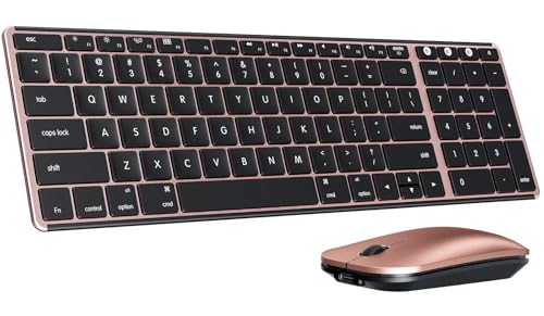Image of seenda Bluetooth Keyboard and Mouse Combo for Mac, SKM64-2 Rechargeable Silent Wireless Keyboard Mouse Compact Slim, 3 Multi-Device Connection, Compatible for Mac MacBook Pro /Air iPad, Black Rose Gold