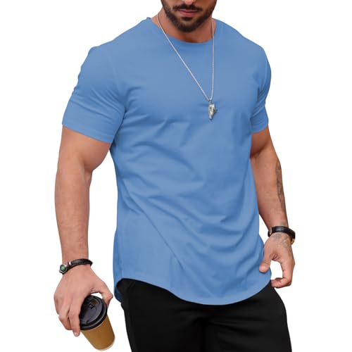 La mejor comparación de Playeras Bicolor comprados en linea. 38 Mancozy - Camisetas para hombre, estilo hipster, estilo hipster, cuello redondo, con cuello redondo, 1-azul, XX-Large