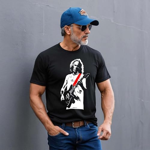 VINY WOODY Camiseta Gráfica Unisex, Diseño Rock and Roll, Manga Corta, Cuello Redondo, Negro, Algodón,Robe Iniesta Musica Rock Español Hard Rock (FR/ES, Letras, XL, Regular, Regular, Negro)