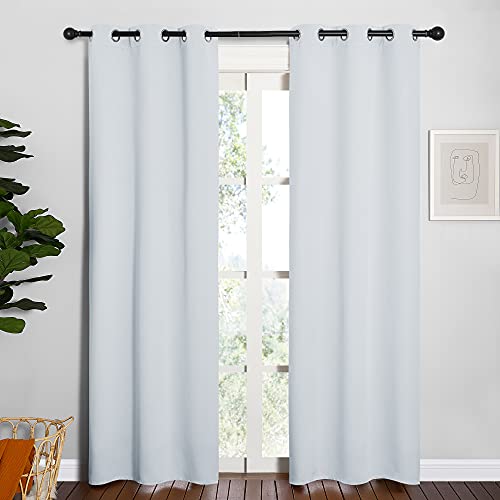 Image of NICETOWN Room Darkening Curtain Panels for Bedroom, Easy-Care Solid Thermal Insulated Room Darkening Draperies /Drapes (Greyish White, 2 Panels, 34 by 84)