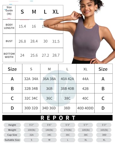Image of RUNNING GIRL Sports Bras for Women High Impact Seamless Ribbed Longline High Neck Workout Crop Tank Tops(BX3067Dark Grey,L)