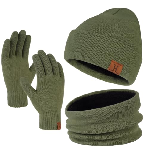 Image of FZ FANTASTIC ZONE Winter Beanie Hats Scarf Touchscreen Gloves for Men Women