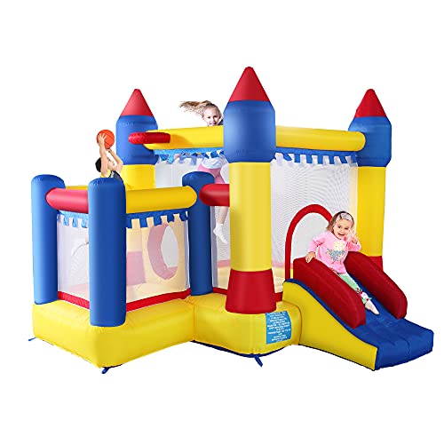 Inflatable Bounce House with Slide for Kids 5-12, Indoor Outdoor Backyard Jumping Castle Bouncer Jumper for Toddlers 1-3