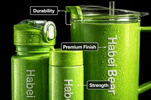 Image of Insulated Tumbler Set, Purpule Or Blue,1200ml /800ml /300ml, Double Wall with Straw and Handle, Hot Cold Drinks Coffee Water Bottles (Light Green)