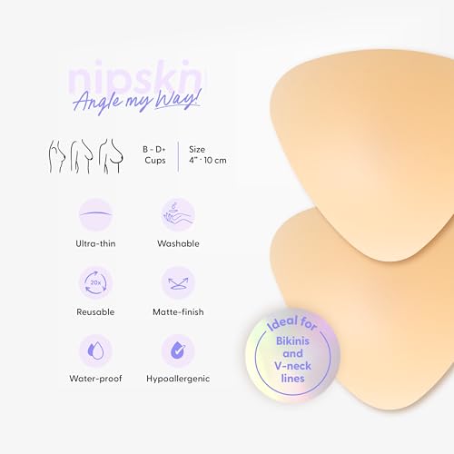 Image of NIPSKIN Triangular Ultra-Thin, Reusable, Adhesive, and Hypoallergenic Nipple Covers - For Cup B-D+ -