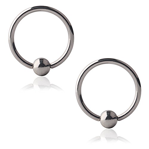 Ruifan 2PCS 316L Surgical Steel Captive Bead Rings Nose Eyebrow Tragus Lip Ear Hoop Ring Piercing 18G 10MM