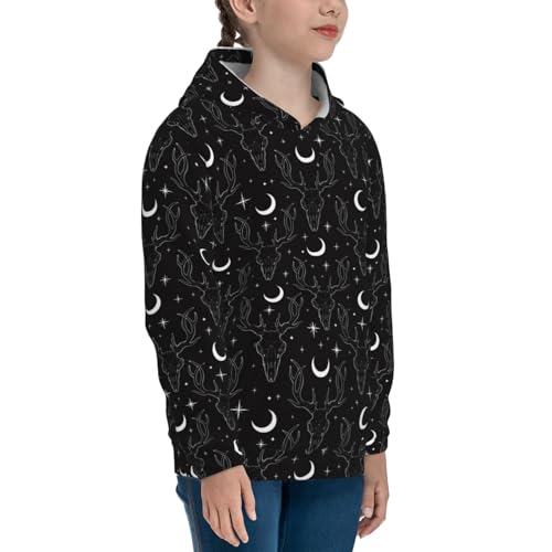 Mystical Deer Skull Kids Pullover Hoodies Boys Sweatshirts Girls Athletic Clothes with Pocket3