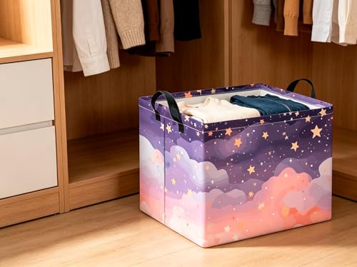 Image of CLOCOR Rectangular Storage Bin,Waterproof Books Box,Gift Basket(Pink Sky)