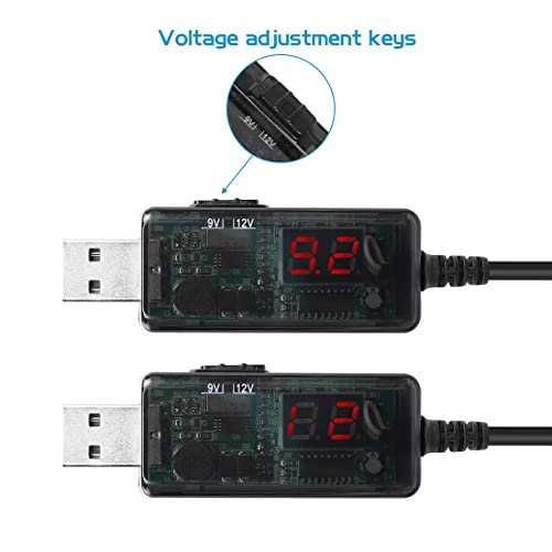YACSEJAO USB 5V to 9V/12V Step Up Cable 2.6FT/0.8M USB to 9v - Image 2