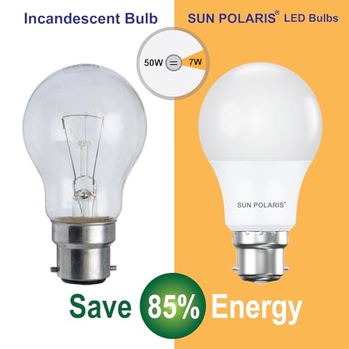 Bayonet LED Bulb, Warm White 2700k, 7w Equivalent to 50 watt Light Bulbs, 600 Lumens Energy Saving B22 bulbs, Room Lighting, Non-Dimmable BC lightbulb lamp, A60 GLS, Round Globe, Pack of 2 - Image 6