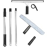 ITTAHO Window Cleaning Tool Kit-Window Squeegee 14',Microfiber Window Washer 14',Extension Pole 4.8 Feet,Squeegee Rubber Replacement 14', Pole Attachment for Home,Commercial Glass,High Window Cleaning