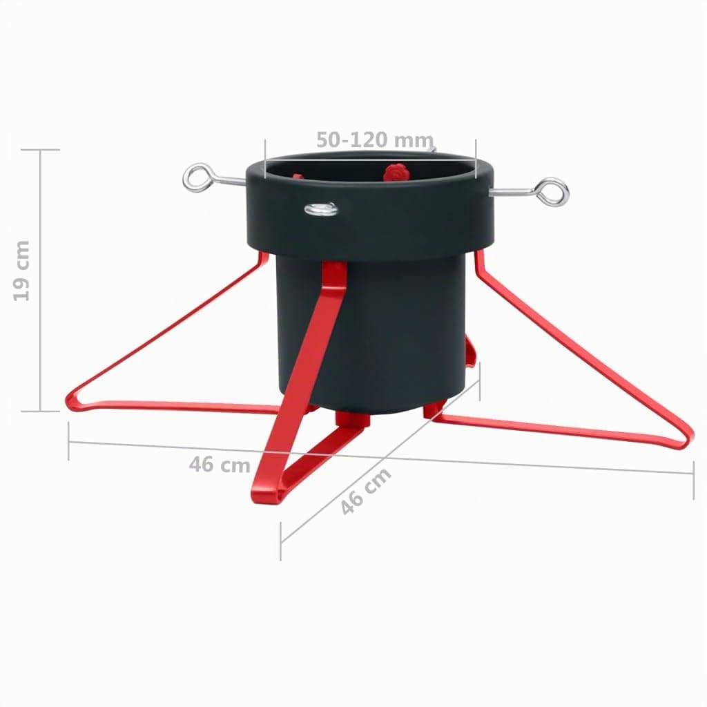 vidaXL Support de Sapin de Noël Base d'arbre de Noël Porte-Sapin Support d'arbre de Noël Base de Sapin de Noël Vert et Rouge 46x46x19 cm