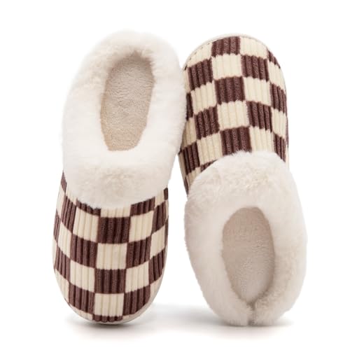 Image of Guyarns House Slippers for Women & Men - Fuzzy, Casual Indoor /Outdoor Shoes with Memory Foam & Faux Fur Lining