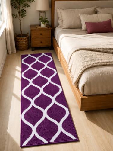 Image of Anti Skid Bedside Runner Carpet | Mat for Bedroom, Living Room, Floor and Home Decor (Purple, 2x4)