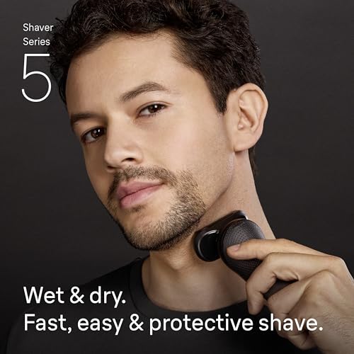 Braun Electric Razor for Men Series 5, Electric Shaver, Precision Trimmer, Extra Shaver Head, 4-in-1 Clean & Charge Center, S5 5165ps