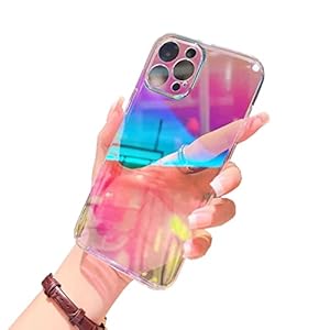 Rnrieyta Miagon Bunt Laserhülle für iPhone 12 Mini, egenbogen Laser Handyhülle Schillernde Durchsichtig Bling Glitzer Holografisch Hart PC Hülle Schutzhülle für Mädchen Frauen