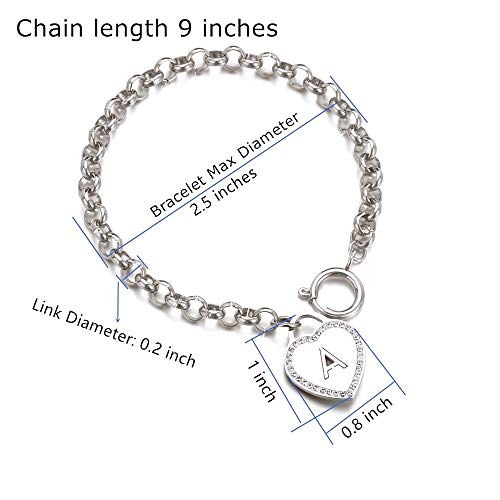 Image of CaleesLLC Letter A to Z Initial Charm Bracelet Adjustable Stainless Steel Anklet Personalized Wrist Link for Women