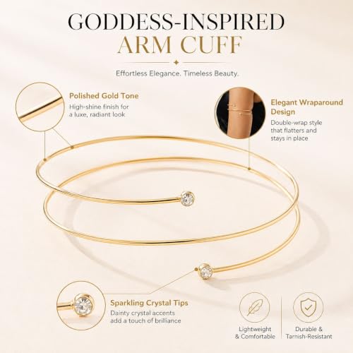 Image of Long tiantian Gold Arm Cuff Upper Arm Armband Greek Goddess Costume Jewelry
