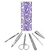 Frolicking Unicorns White Purple Pattern Stainless Steel Manicure Pedicure Grooming Beauty Care Travel Kit