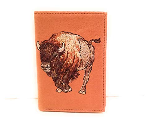 Embroidered Genuine Leather Trifold Men's Wallet Billfold