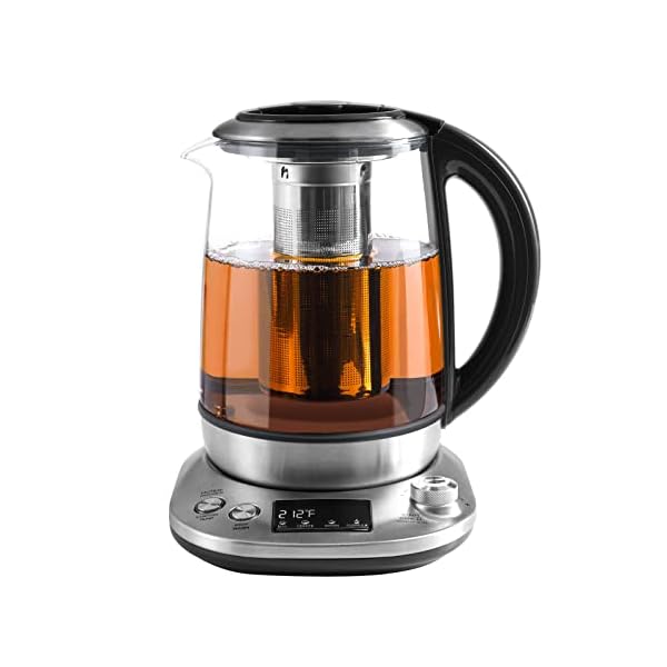 Mecity Tea Kettle Electric Tea Pot with Removable Infuser, 9 Preset Brewing Programs Tea Maker with Temprature Control, 2 Hours keep Warm, 1.7 Liter Electric Kettles, 1200W, Glass and Stainless Steel