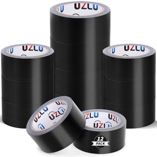 Image of Duct Tape Bulk, Black Duct Tape Heavy Duty, 12 Rolls x 20 Yard x 1.88 Inch Per Roll, Flexible, No Residue, All-Weather and Tear by Hand, Bulk Value for Indoor & Outdoor Repairs, Industrial Use