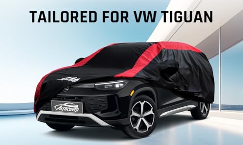 Image of Car Cover Waterproof All Weather Custom Fit for VW Volkswagen Tiguan 2018-2025 BWM, Tiguan Accessory with Door Zipper & Windproof Straps