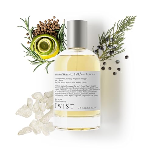 Twist Skin on Skin No. 188 - Inspired by MFK Gentle Fluidity Silver, Long-Lasting Perfume for Women and Men, Vegan, Clean Ingredients, Juniper Berries &amp; Musk – Spray 100 ml | 3.4 fl. oz.