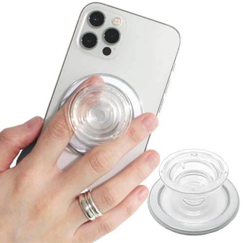 JEYORZY Base Magnética Transparente Compatible con Agarres de Teléfono, Soporte Delgado y Ligero para Móvil, Policarbonato, Accesorio Esencial