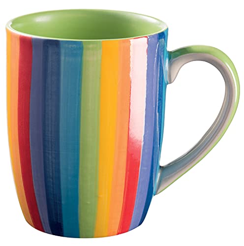 Handbemalte Tasse mit vertikalen Streifen in Regenbogenfarben Cover