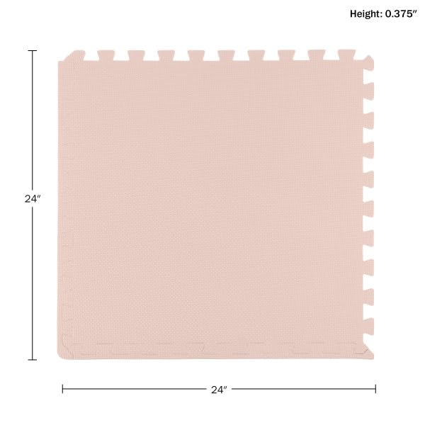 Image of Foam Floor Tiles - 48sqft Soft Nontoxic Baby Play Mat - Interlocking Puzzle Mat for Baby, Kids Playroom, or Home Gym Flooring by Stalwart (Light Pink)