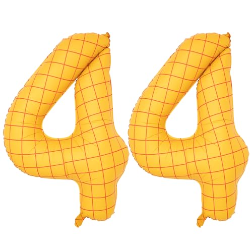Image of 40 inch Large Number Balloon 44 Toy Inspired Story Yellow Birthday Balloon | Western Rodeo Party Supplies Boy Girl Story Anniversary Kids Birthday Party Cowboy Farm Themed Baby Welcome Decorations