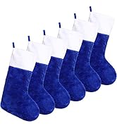 FOIMAS 6pcs Christmas Stockings,18 inch Blue Plush Christmas Hanging Stockings with White Cuff fo...