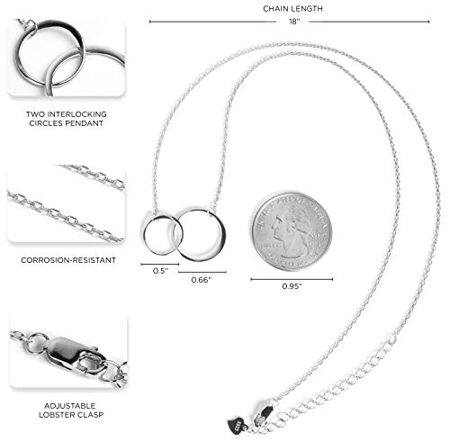 Suavell Mother Daughter Necklace. Sterling Silver Necklace for Women. Mom Gifts. 2 Circle Pendant on Dainty Chain. Minimalist Jewelry, Daughter Gift from Mom, Birthday3