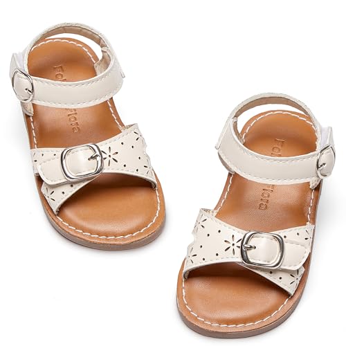 Image of Felix & Flora Toddler Girl Sandals - Flower Girl Dress Shoes Open Toe Little Kid Flats