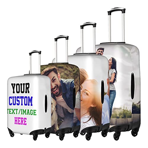 Custom Luggage Covers for Suitcase Personalized Suitcase Cover Design Your Own Text Photo Logo Washable Scratch Resistant Baggage Protector Cover for Travel Business (XL, fit 29-32 Inch Luggage)