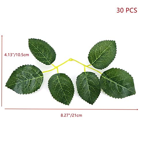 Wdonay 30 Pcs Silk Flowers Fake Leaf Bulk Artificial Rose Leaves Diy Handmade Fake Greenery Indoor Outdoor Party Garden Floral Arrangement Vase Deco (Green) #TOP1