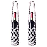 Soporte de Botella de 2 Piezas 27 Pulgadas Boho Cotton Rope Vino y Agua Botella de Agua/Portador/Bolso/Honda/Correa con manija para Caminar en Ciclismo Fitness Decoración del hogar, portadora de AGU